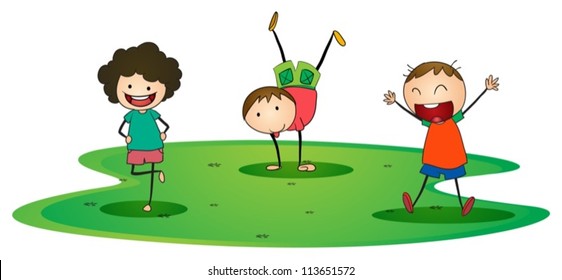 illustration of a kids happily playing outside