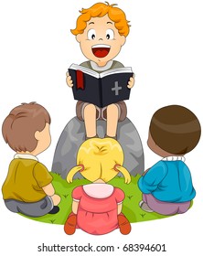 Illustration Of Kids Having A Bible Study