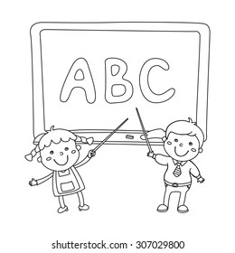 Illustration of Kids Holding Giant Letters abc