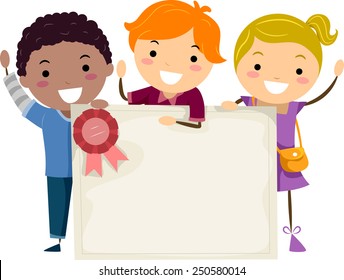 A Kid Holding Certificate Stock Illustrations, Images & Vectors ...