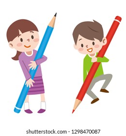 Illustration of kids holding pencils