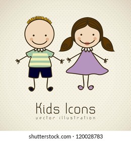 Illustration of kids icons, kids groups, vector illustration