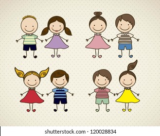 Illustration of kids icons, kids groups, vector illustration