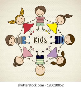 Illustration of kids icons, kids groups, vector illustration