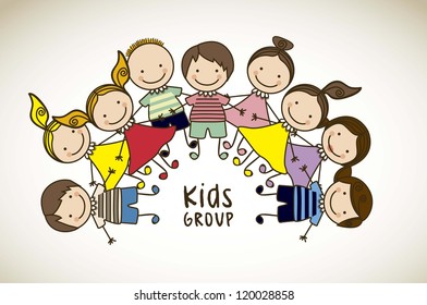 Illustration of kids icons, kids groups, vector illustration