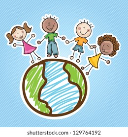 Illustration of kids icons, kids groups, vector illustration