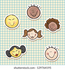 Illustration of kids icons, kids groups, vector illustration