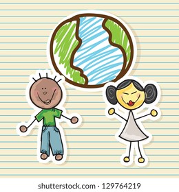 Illustration of kids icons, kids groups, vector illustration