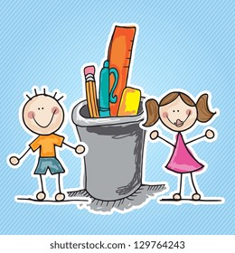Illustration of kids icons, kids groups, vector illustration