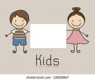 Illustration of kids icons, Holding a sign, kids groups, vector illustration