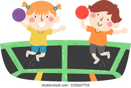 Illustration Of Kids Inside A Playing Trampoline Dodgeball