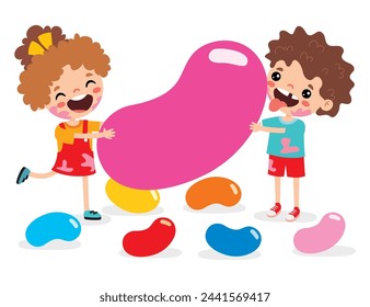 Illustration Of Kids With Jelly Bean