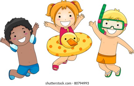 Illustration of Kids Jumping with Glee