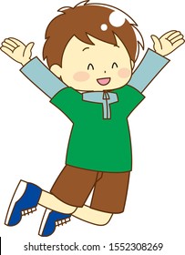 Illustration of kids jumping up happily