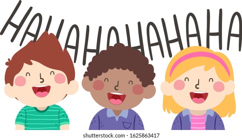 Illustration of Kids Laughing Out Loud with Mouth Open Wide