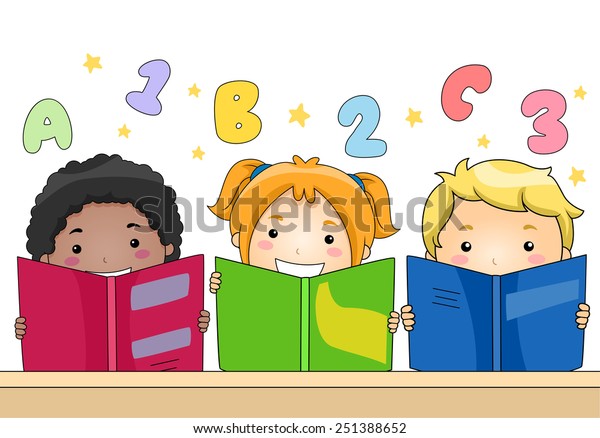 Illustration Kids Learning Read Write Stok Vektör (Telifsiz) 251388652
