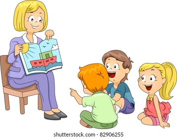 Illustration Of Kids Listening To A Story