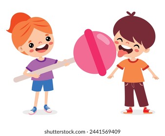 Illustration Of Kids With Lollipop