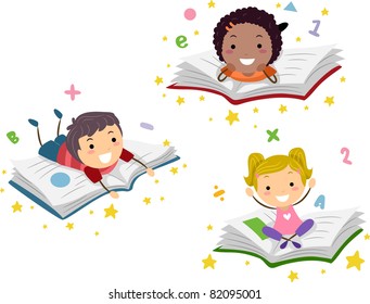 Illustration Kids Lying On Books Stock Vector (Royalty Free) 82095001 ...