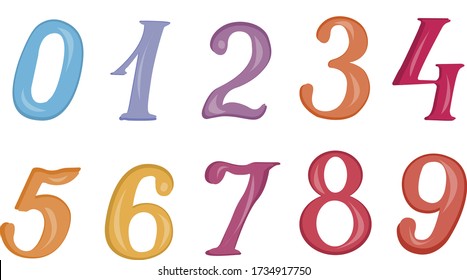 illustration of kids numbers on white background