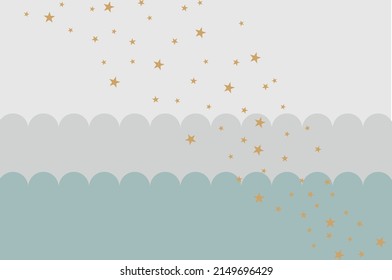 Illustration Kids Nursery Wallpaper With Stars And Soft Colors