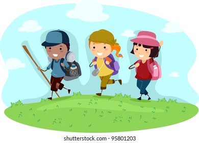 Illustration of Kids on a Camping Trip