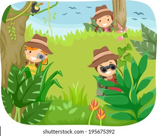 Illustration Of Kids On A Jungle Adventure