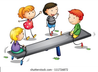 Illustration of kids on a seesaw