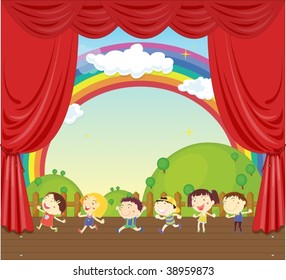 Illustration Of A Kids On Stage