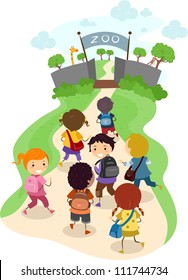 Illustration Of Kids On Their Way To The Zoo For A School Trip