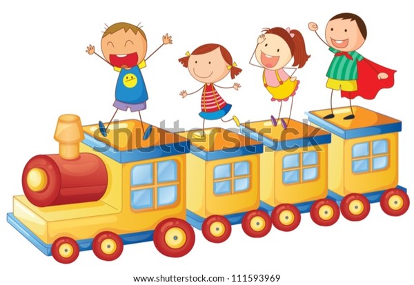 Illustration Kids On Train On White Stock Vector (Royalty Free ...