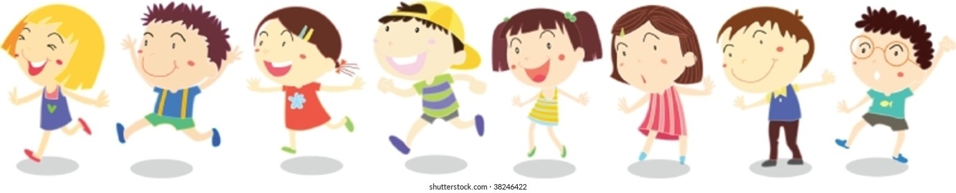 illustration of kids on white - Shutterstock ID 38246422
