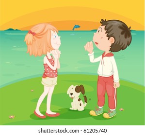 illustration of a kids on a white background