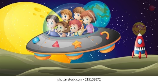 Illustration Of The Kids In The Outerspace