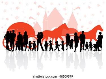 Illustration of kids with parents