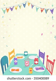 Illustration of a Kids Party Decorated with Colorful Banners