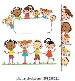 Illustration Kids Around Square Banner Behind Stock Vector (Royalty ...