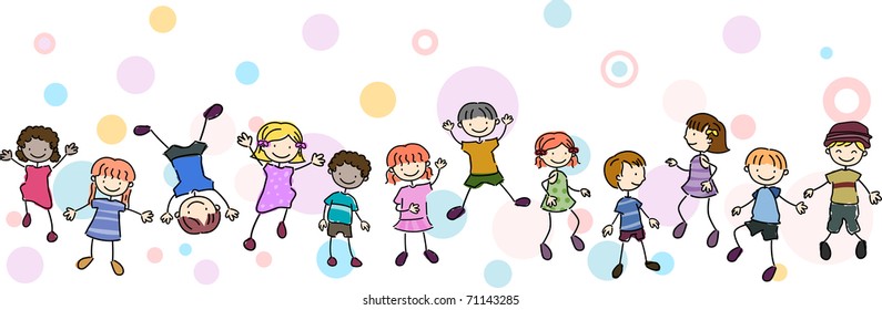 Illustration of Kids Performing Different Stunts