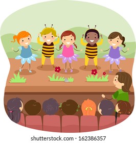 Illustration of Kids Performing Onstage for a Play