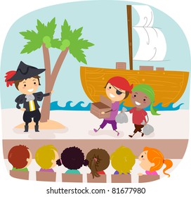 Illustration of Kids Performing in a Play