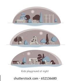 Illustration of kids playground at night