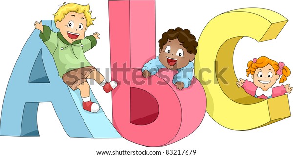 Illustration Kids Playing Abcs Stock Vector (royalty Free) 83217679 