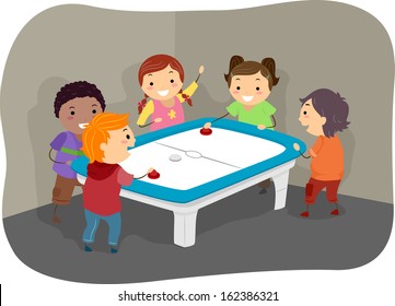 Illustration Of Kids Playing Air Hockey