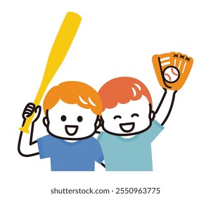 illustration of kids playing baseball