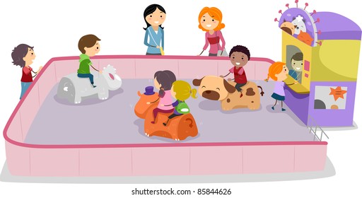 Illustration of Kids Playing Bump Ride