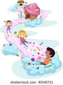 Illustration of Kids Playing in a Candy Land