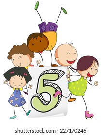 Ilustración de niños jugando cinco