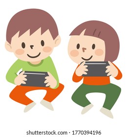 Illustration of kids playing games
