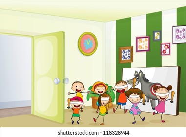 Illustration Kids Playing Games Room Stock Illustration 118567639 ...