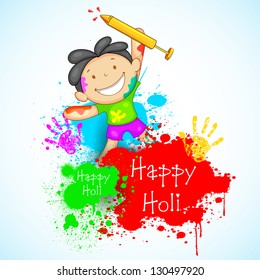 Illustration Of Kids Playing Holi With Color And Pichkari